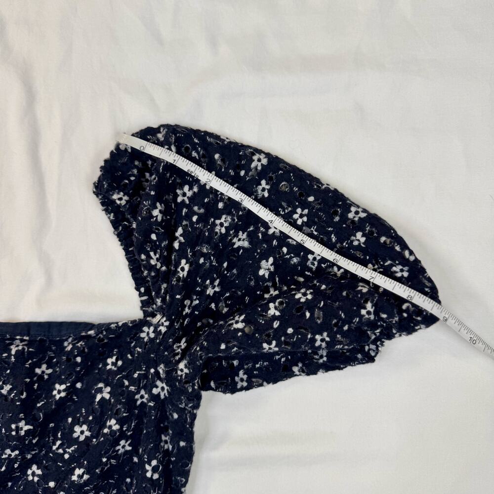 Maeve Anthropologie Lillian Floral Dress Puff Sleeve Mini Dress Women’s 4 Navy - Picture 11 of 16